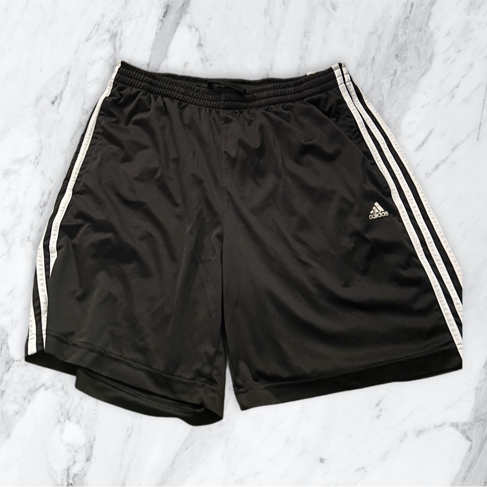 Adidas Size M Black Classic White Striped Shorts